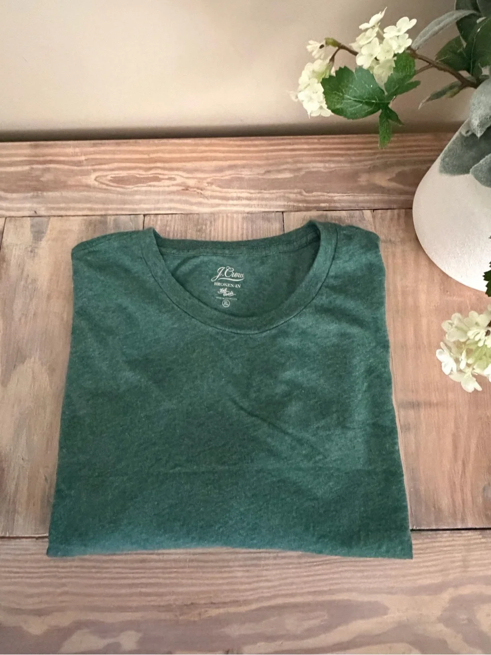 J. Crew Broken In Knit Goods Heathered Green Tee -NWOT